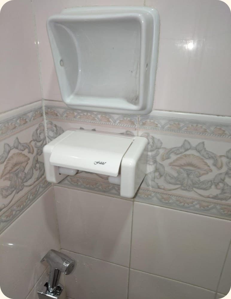 Wall-mounted bathroom fittings installed
